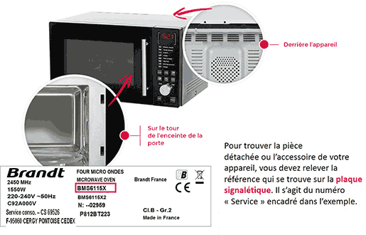 Pièces détachées micro ondes Brandt GE2