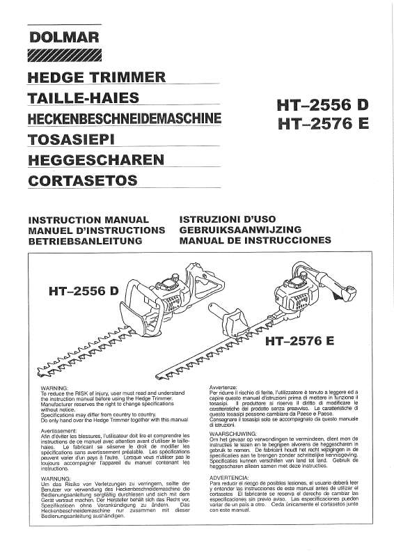 Notice DOLMAR HT2576E taille haie Trouver une solution à un problème