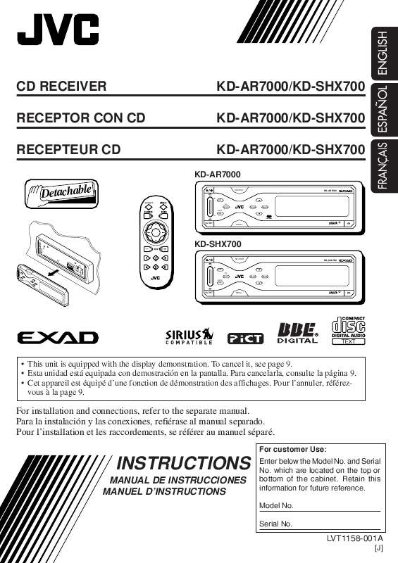 Notice JVC KD SHX700 autoradio Trouver une solution à un problème JVC