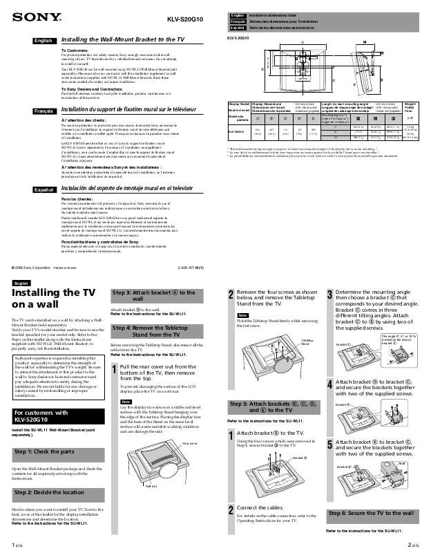 Notice SONY BRAVIA KLV S20G10 tv Trouver une solution à un problème