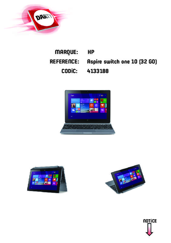 Mode d'emploi ACER ASPIRE SWITCH ONE