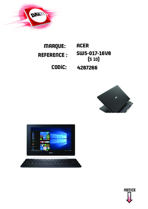 Mode d'emploi ACER ASPIRE SWITCH