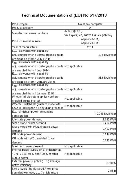 Mode d'emploi ACER ASPIRE V3-371