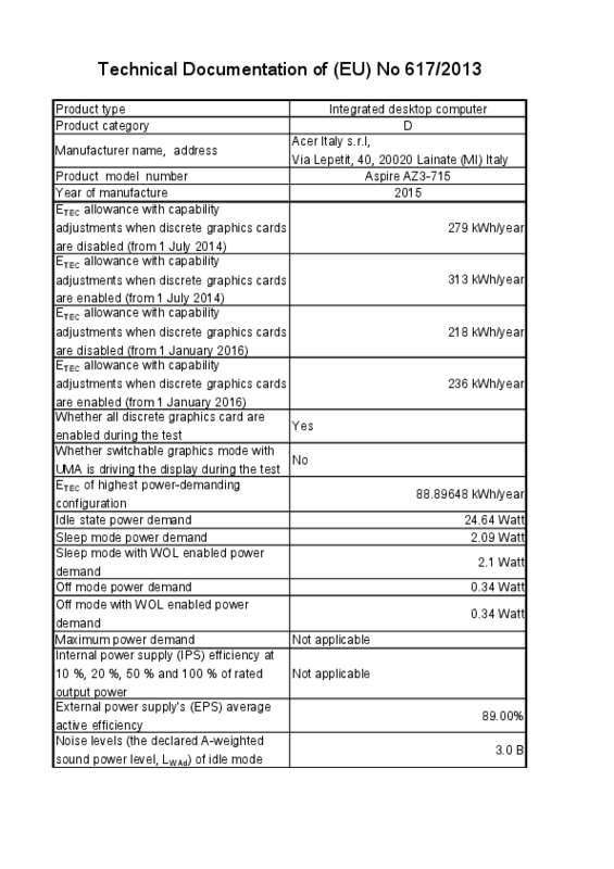 Mode d'emploi ACER ASPIRE Z3-715