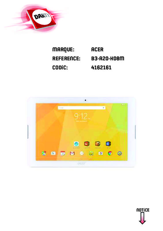 Mode d'emploi ACER ICONIA ONE 10