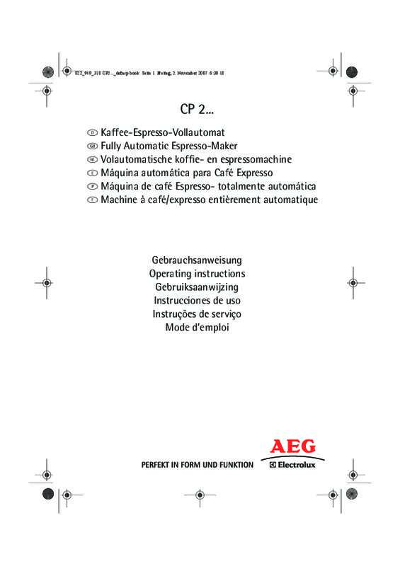 Mode d'emploi AEG-ELECTROLUX CAFE PERFETTO CP2700