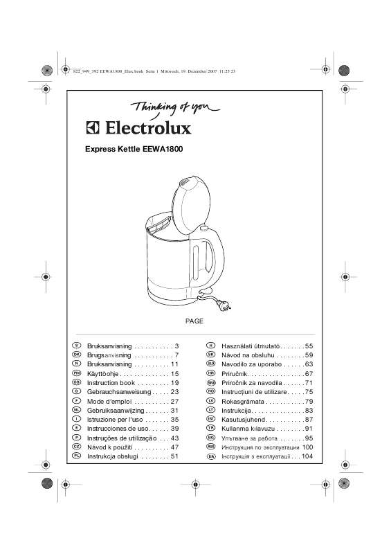 Mode d'emploi AEG-ELECTROLUX EEWA1800