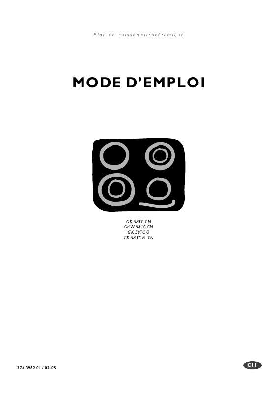 Mode d'emploi AEG-ELECTROLUX GKW58TC CN