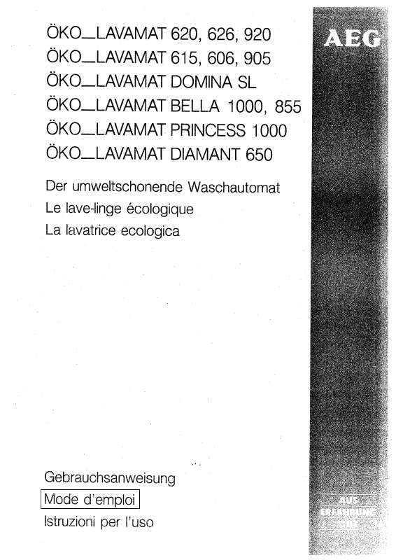 Mode d'emploi AEG-ELECTROLUX LAVDIAMANT650