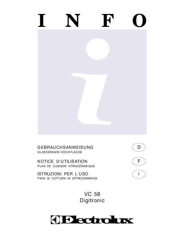 Mode d'emploi AEG-ELECTROLUX VC 58 DIGITRONIC