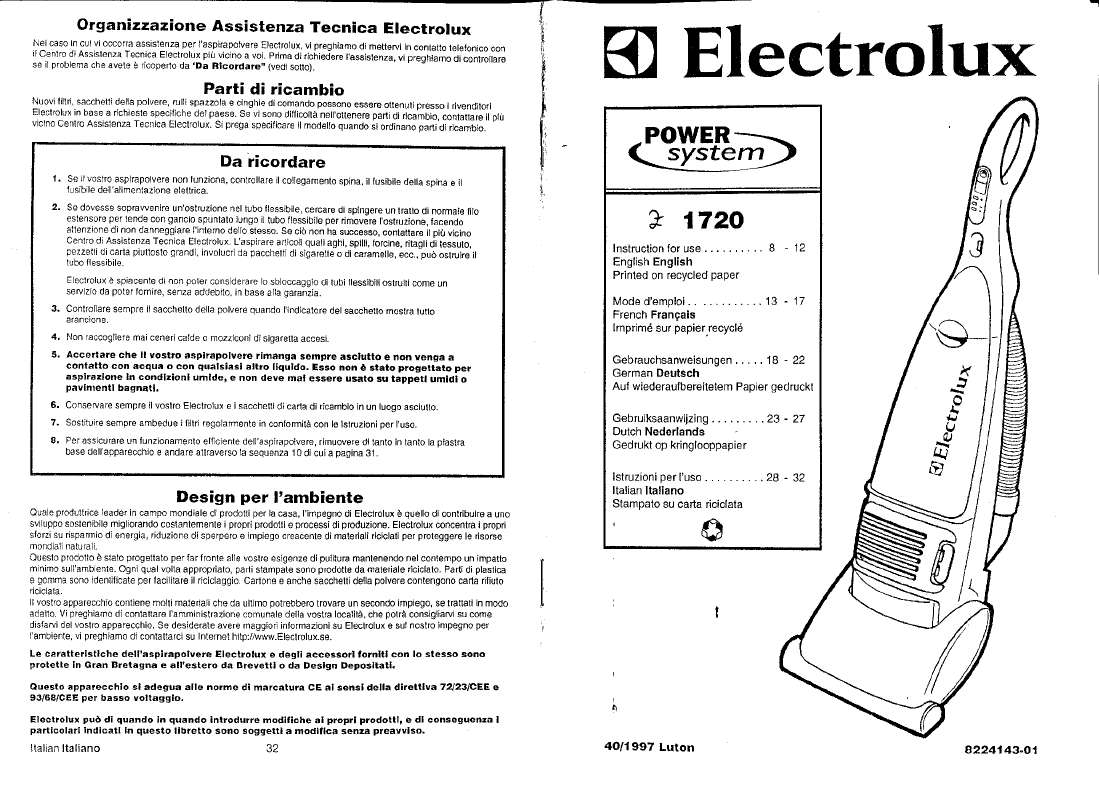 Mode d'emploi AEG-ELECTROLUX Z1720