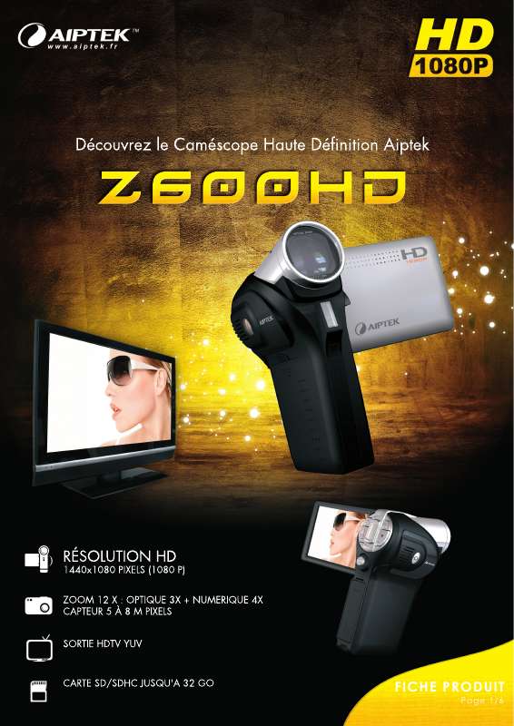 Mode d'emploi AIPTEK Z600 HD
