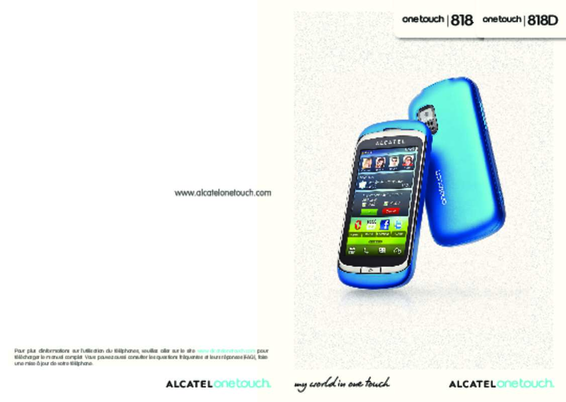 Notice ALCATEL ONE TOUCH 818/818D - téléphone portable Trouver une ...