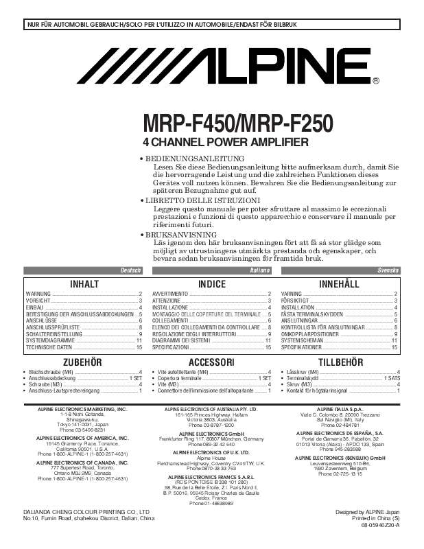 Notice ALPINE MRPF450 autres Trouver une solution à un problème