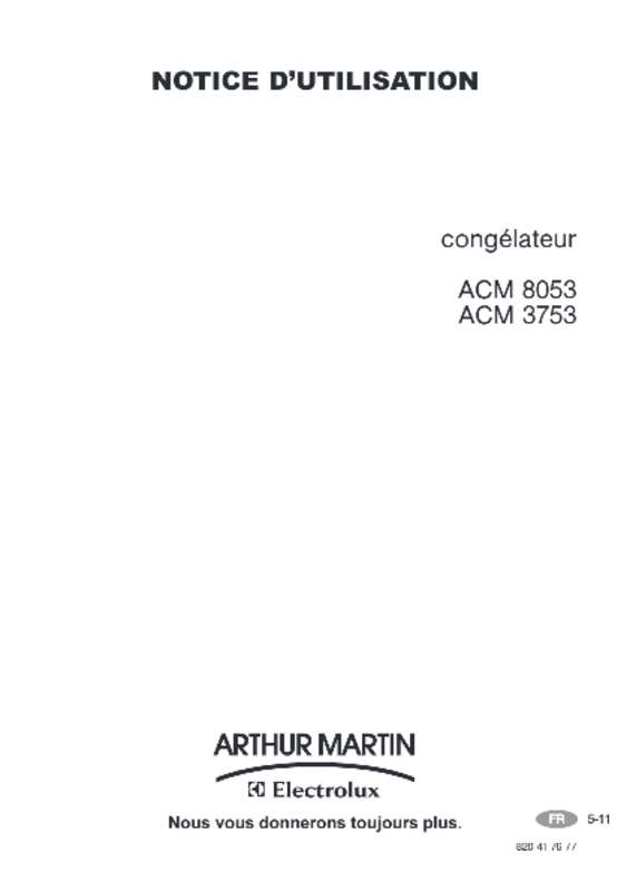 Mode d'emploi ARTHUR MARTIN ACM 8053