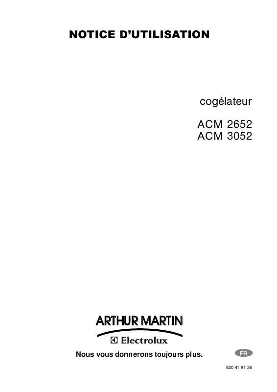 Mode d'emploi ARTHUR MARTIN ACM2652