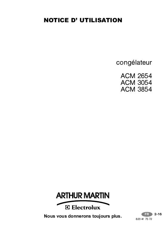 Mode d'emploi ARTHUR MARTIN ACM2654