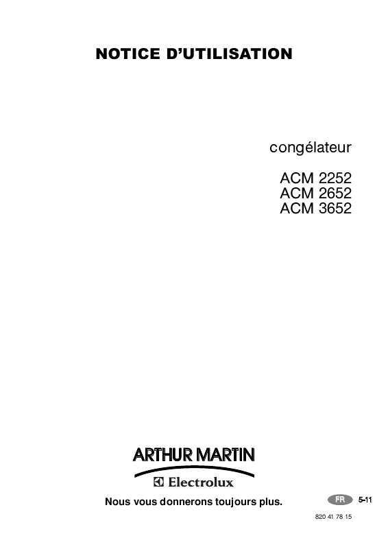 Mode d'emploi ARTHUR MARTIN ACM3652