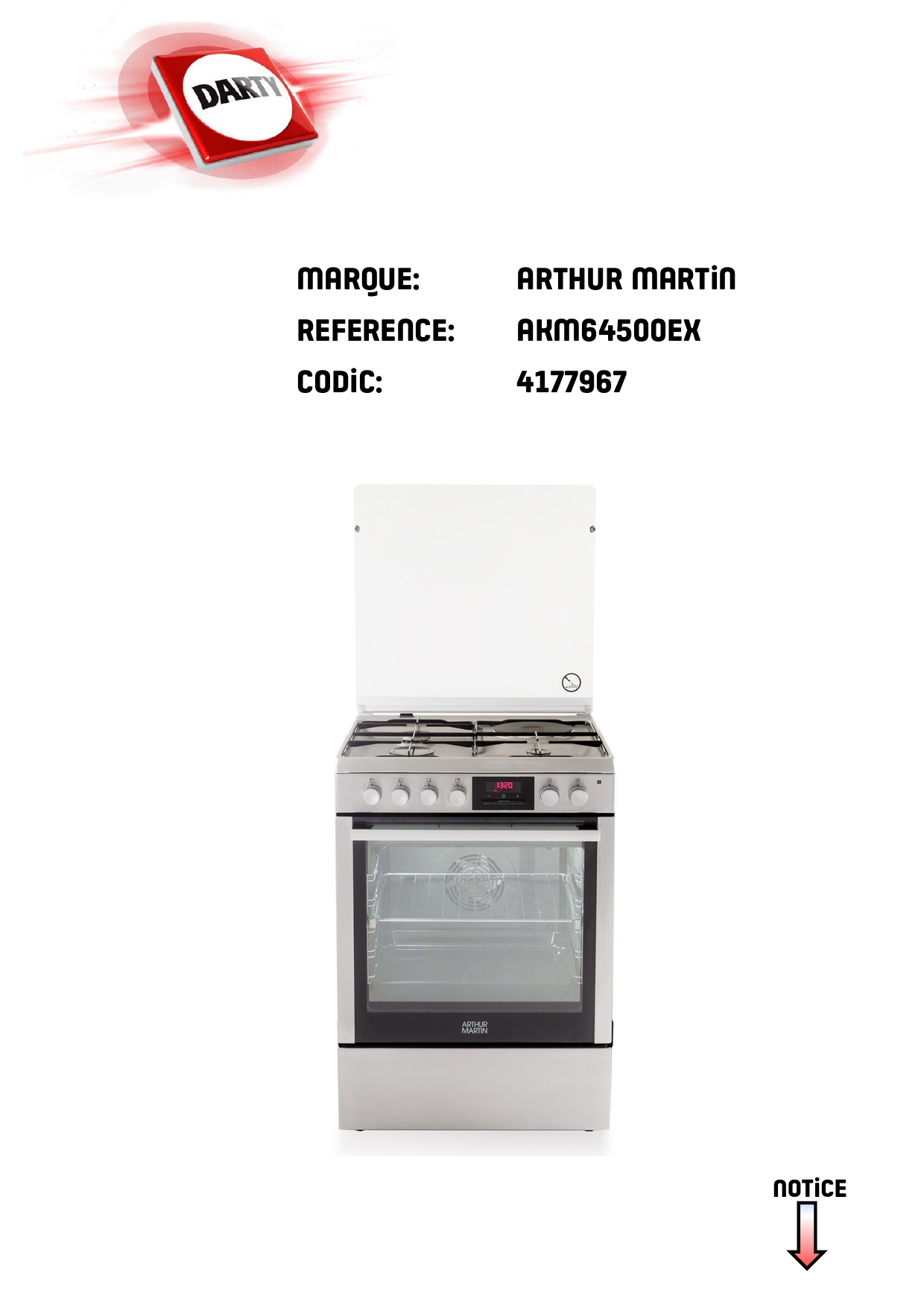 Mode d'emploi ARTHUR MARTIN AKM64500