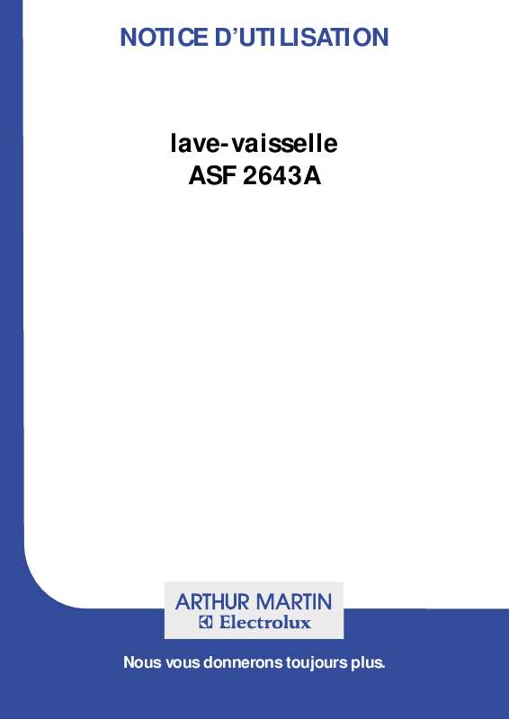 Mode d'emploi ARTHUR MARTIN ASF2643A