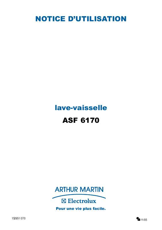 Mode d'emploi ARTHUR MARTIN ASF 6170 & ASF6170