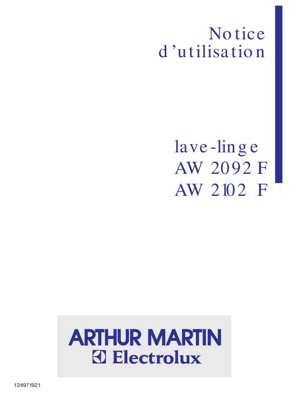 Mode d'emploi ARTHUR MARTIN AW 2092 F