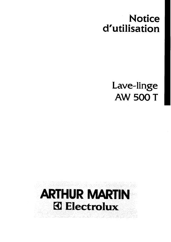 Mode d'emploi ARTHUR MARTIN AW500T