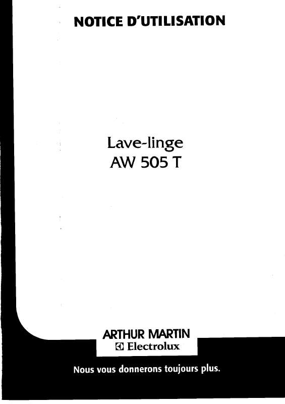 Mode d'emploi ARTHUR MARTIN AW505T