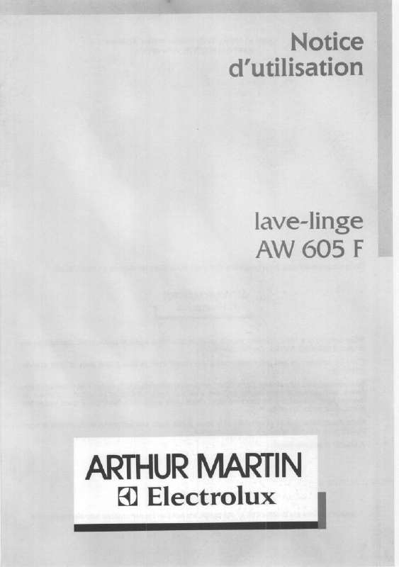 Mode d'emploi ARTHUR MARTIN AW605F