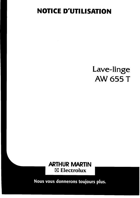 Mode d'emploi ARTHUR MARTIN AW655T