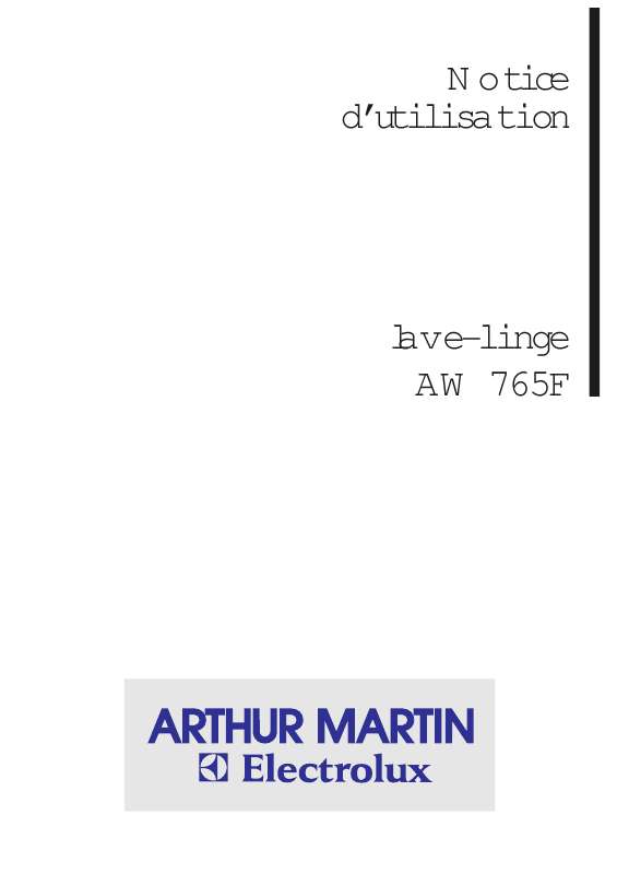 Mode d'emploi ARTHUR MARTIN AW765F