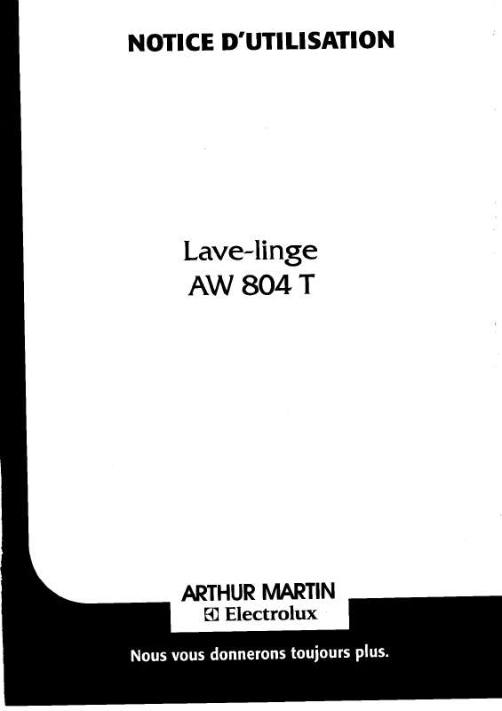 Mode d'emploi ARTHUR MARTIN AW804T