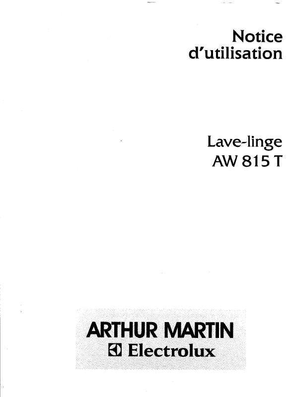 Mode d'emploi ARTHUR MARTIN AW815T