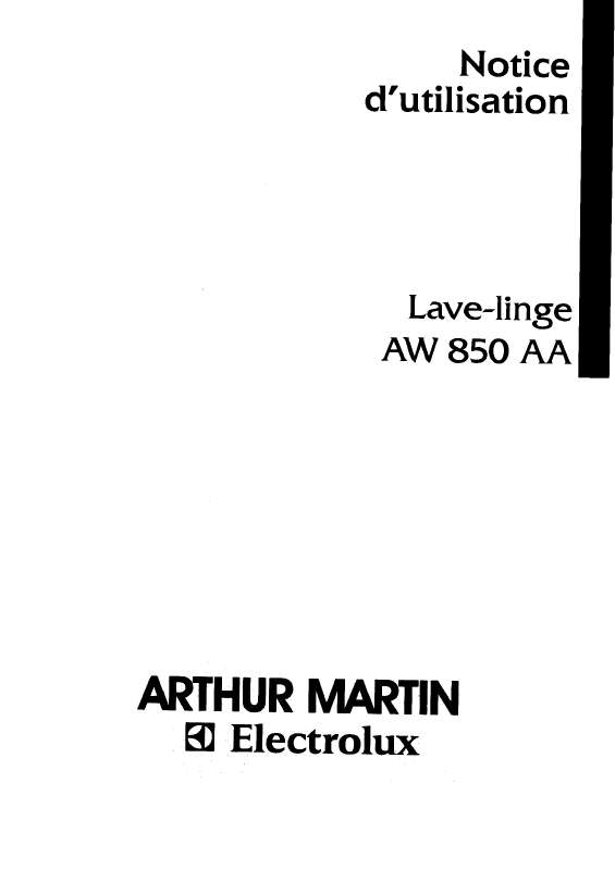 Mode d'emploi ARTHUR MARTIN AW850AA