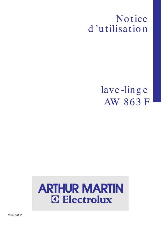 Mode d'emploi ARTHUR MARTIN AW863F