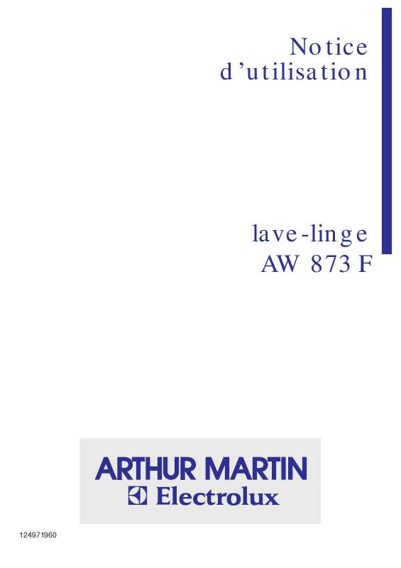 Mode d'emploi ARTHUR MARTIN AW873F