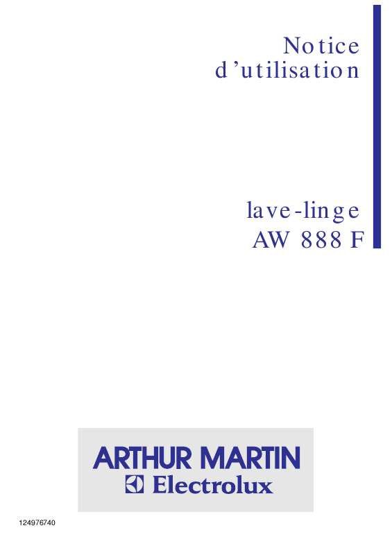 Mode d'emploi ARTHUR MARTIN AW888F