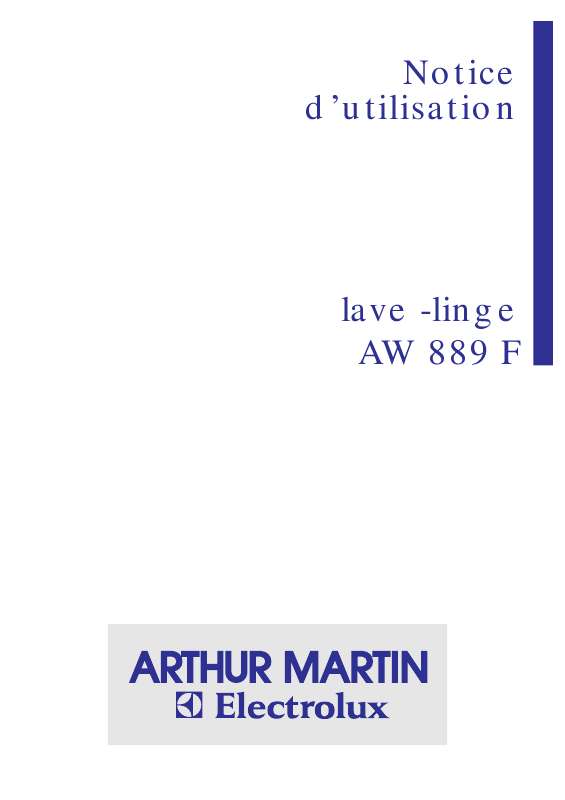 Mode d'emploi ARTHUR MARTIN AW889F