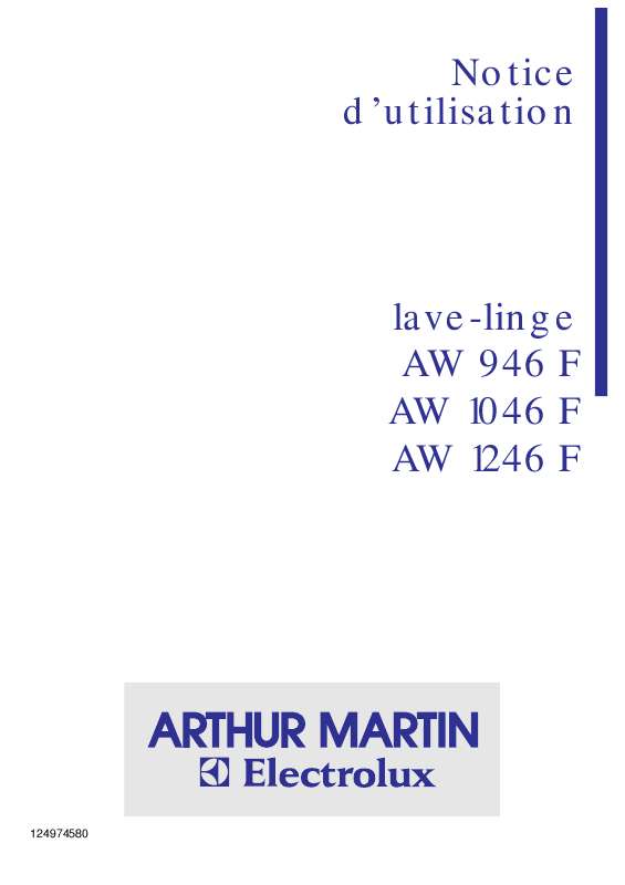 Mode d'emploi ARTHUR MARTIN AW946F