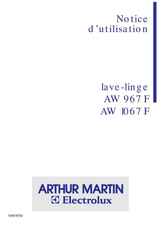 Mode d'emploi ARTHUR MARTIN AW967F