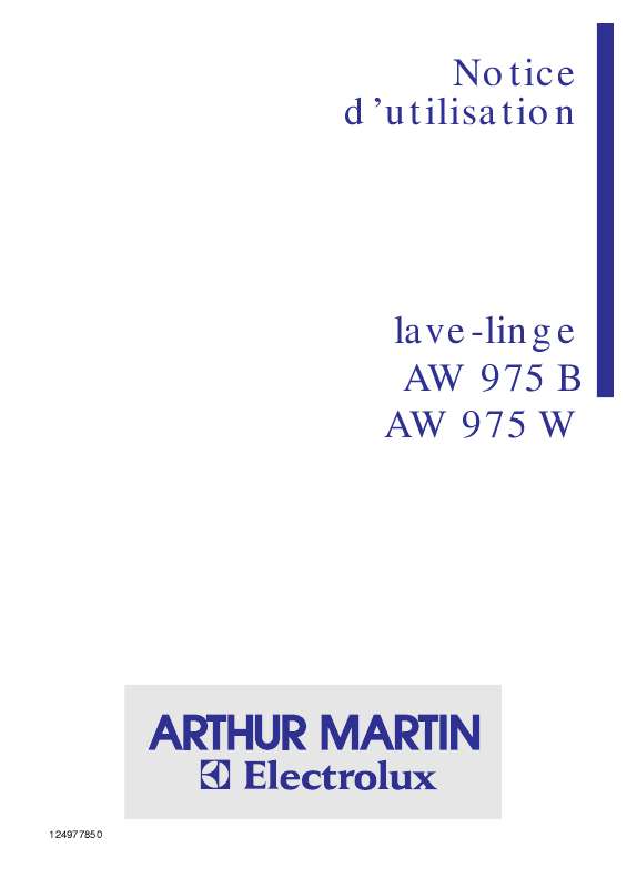 Mode d'emploi ARTHUR MARTIN AW975B