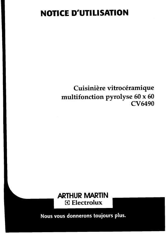 Mode d'emploi ARTHUR MARTIN CV6490W1VITROM.PYR