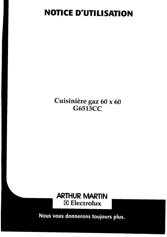 Mode d'emploi ARTHUR MARTIN G6513CCT1GASAME..