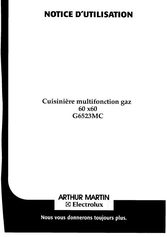 Mode d'emploi ARTHUR MARTIN G6523MCW1M.CGASA