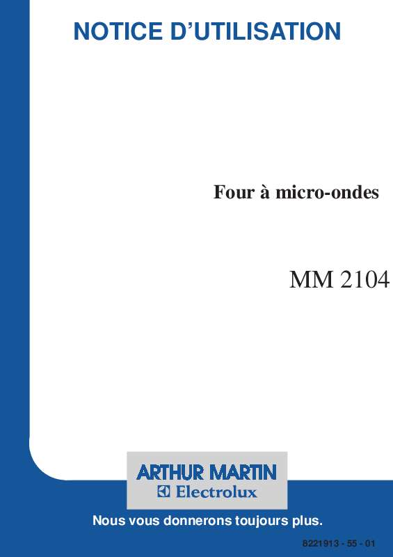 Mode d'emploi ARTHUR MARTIN MM2104