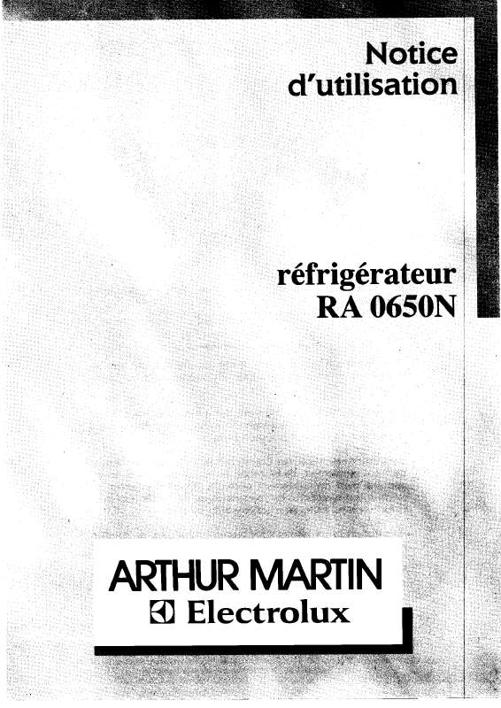 Mode d'emploi ARTHUR MARTIN RA0650N