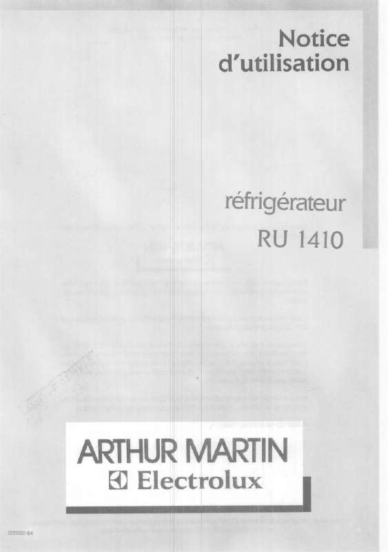 Mode d'emploi ARTHUR MARTIN RU1410W-1