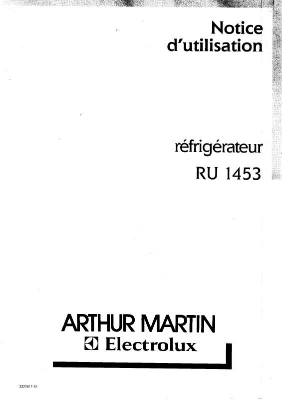 Mode d'emploi ARTHUR MARTIN RU1453W