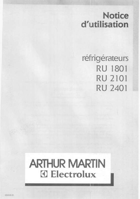 Mode d'emploi ARTHUR MARTIN RU1801W-1