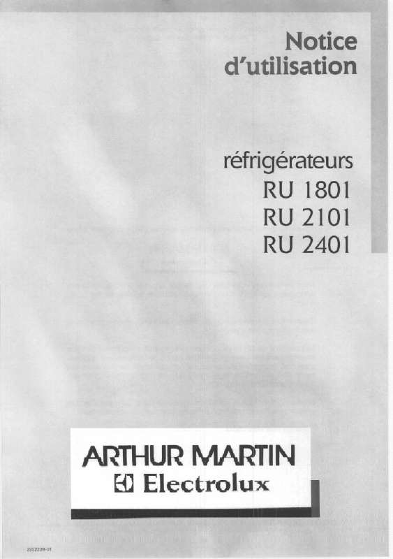 Mode d'emploi ARTHUR MARTIN RU1801W